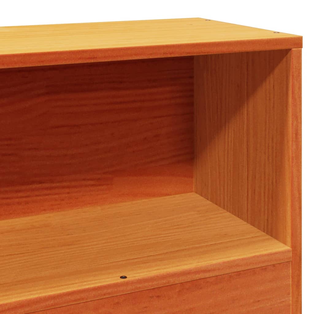 vidaXL Massivholzbett mit Regal ohne Matratze Wachsbraun 75x190 cm
