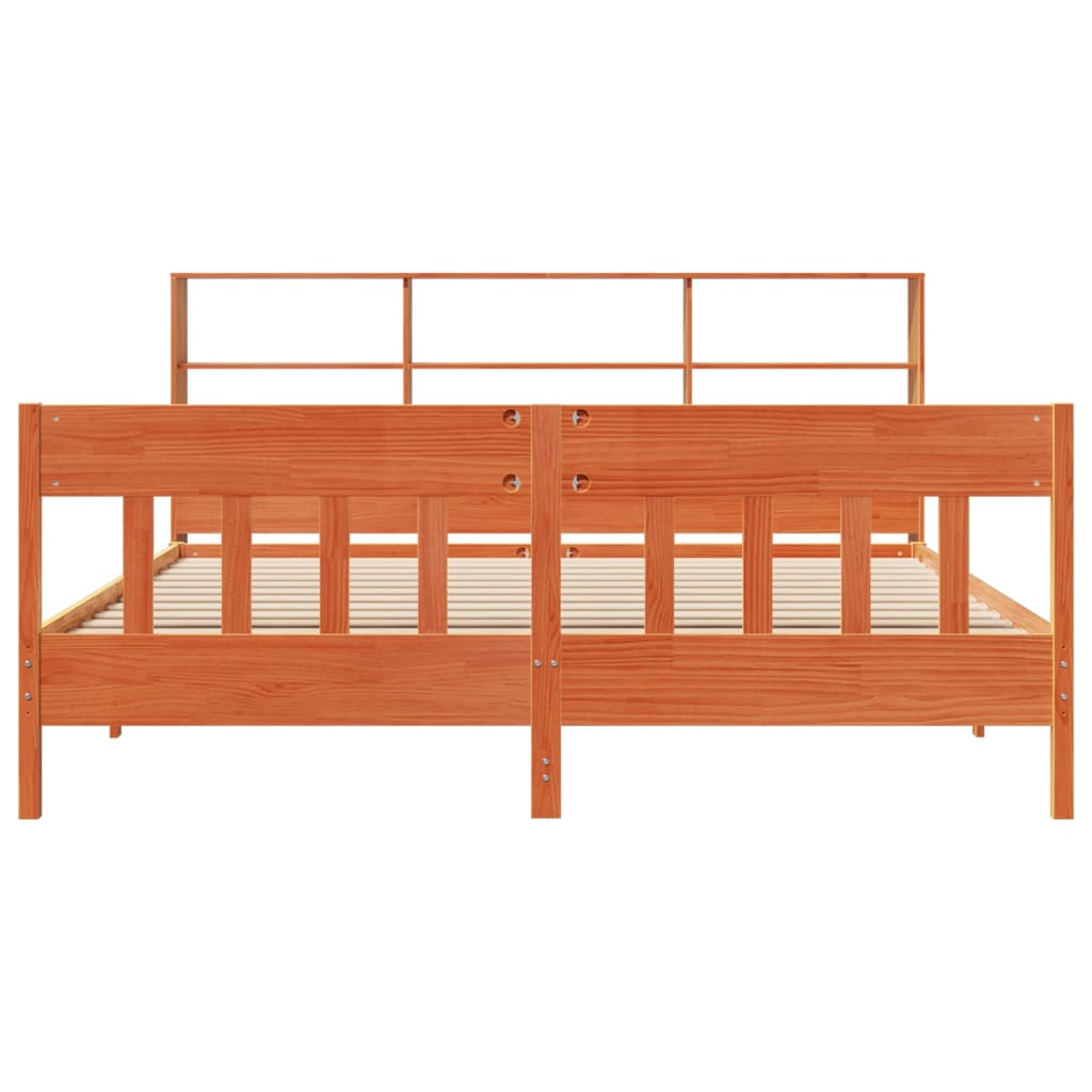 vidaXL Lit en bois massif sans matelas marron ciré 180x200 bois de pin