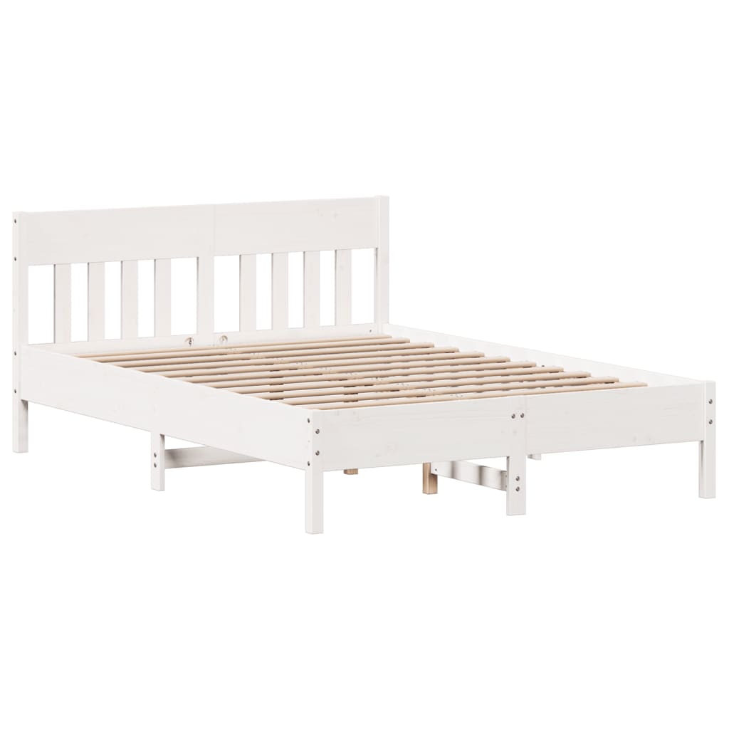 vidaXL Lit en bois massif sans matelas Blanc 160x200 Bois de pin