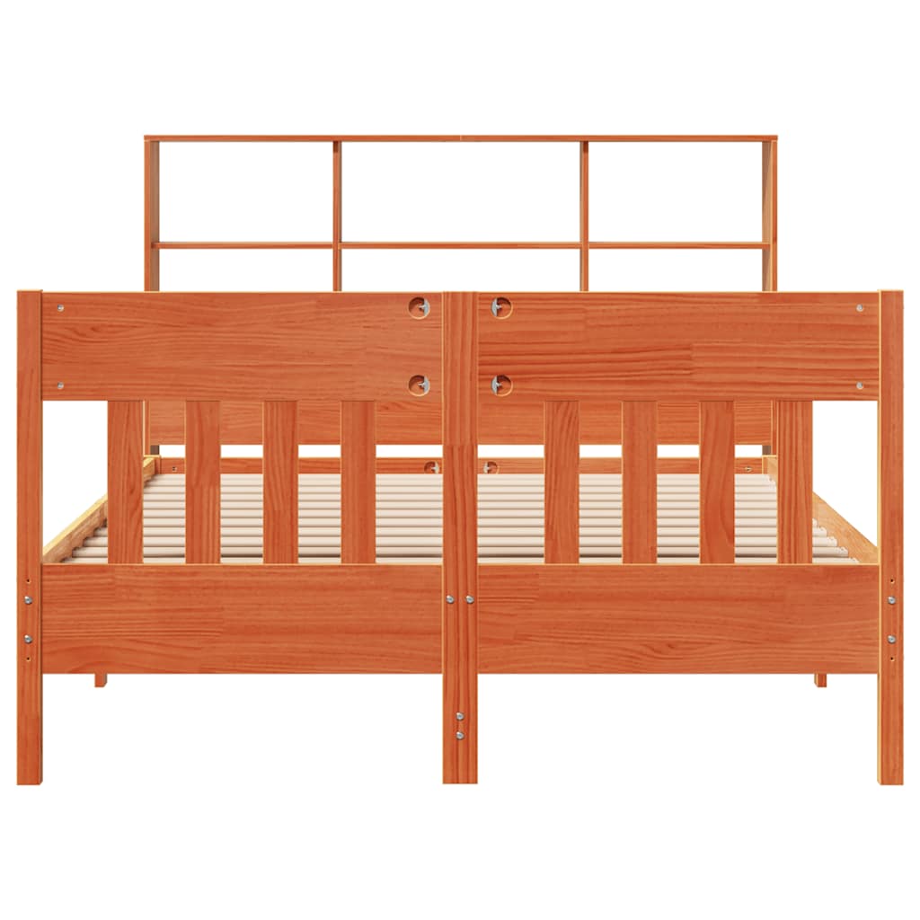 vidaXL Massivholzbett ohne Matratze Wachsbraun 150x200 cm Kiefernholz
