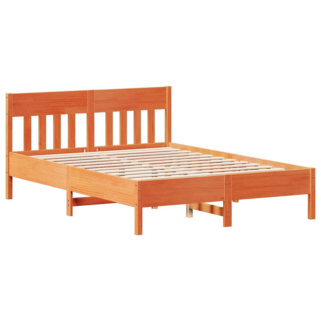 vidaXL Massivholzbett ohne Matratze Wachsbraun 150x200 cm Kiefernholz