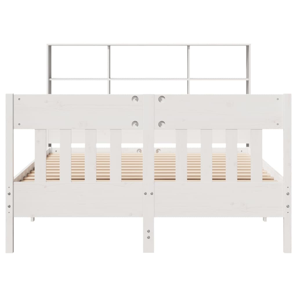 vidaXL Massivholzbett ohne Matratze Weiß 140x190 cm Kiefernholz