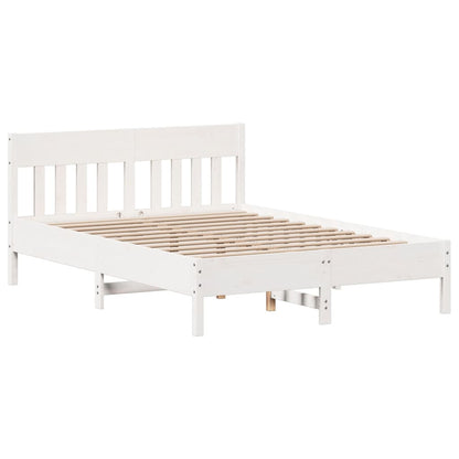 vidaXL Massivholzbett ohne Matratze Weiß 140x190 cm Kiefernholz