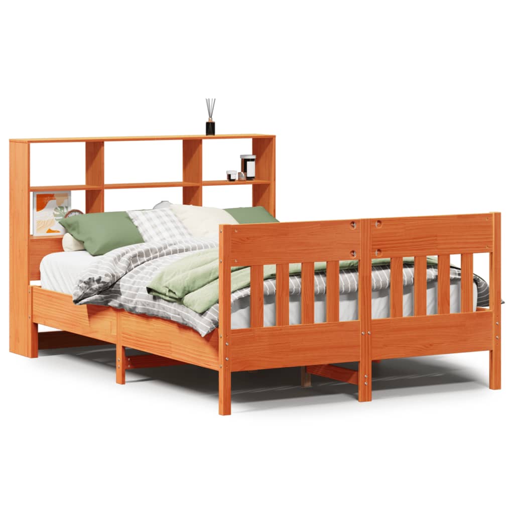 vidaXL Massivholzbett ohne Matratze Wachsbraun 140x190 cm Kiefernholz