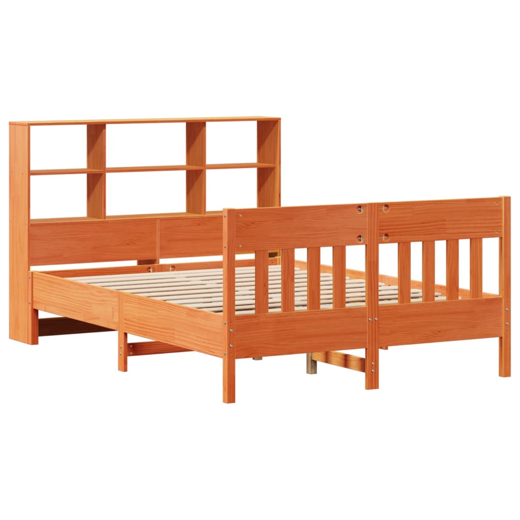 vidaXL Massivholzbett ohne Matratze Wachsbraun 140x190 cm Kiefernholz