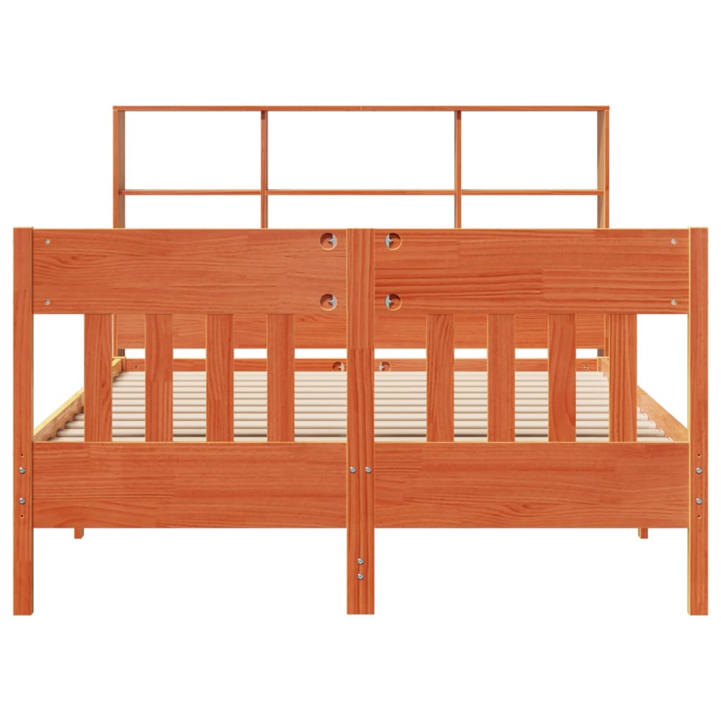 vidaXL Massivholzbett ohne Matratze Wachsbraun 140x190 cm Kiefernholz