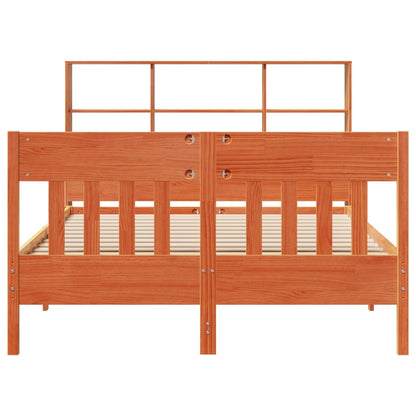 vidaXL Massivholzbett ohne Matratze Wachsbraun 140x190 cm Kiefernholz