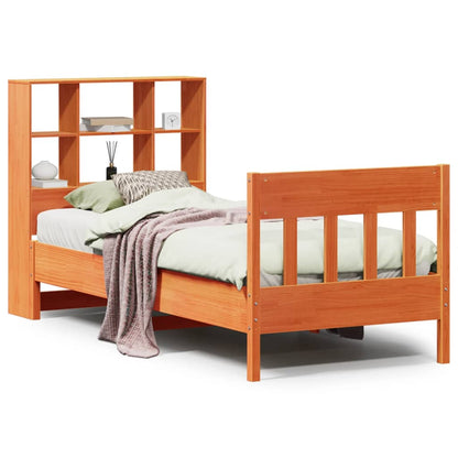 vidaXL Massivholzbett ohne Matratze Wachsbraun 75x190 cm Kiefernholz