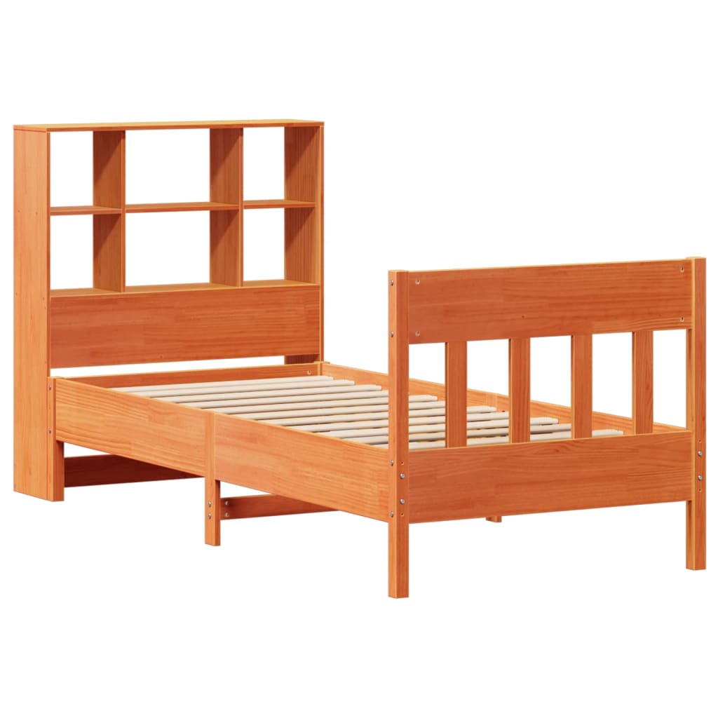vidaXL Massivholzbett ohne Matratze Wachsbraun 75x190 cm Kiefernholz