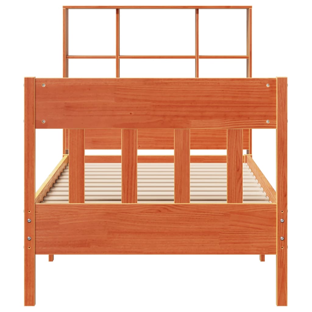 vidaXL Massivholzbett ohne Matratze Wachsbraun 75x190 cm Kiefernholz