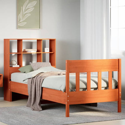 vidaXL Massivholzbett ohne Matratze Wachsbraun 75x190 cm Kiefernholz