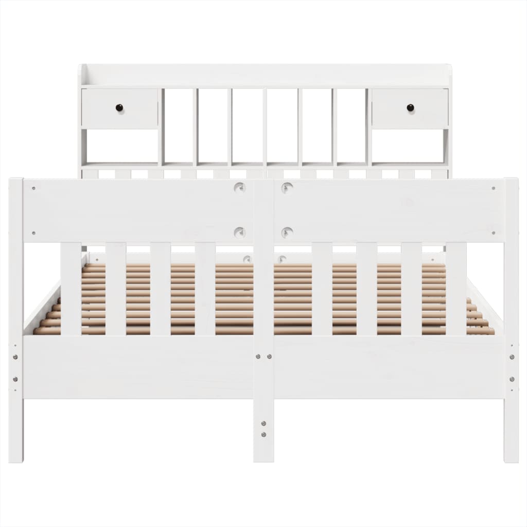 vidaXL Lit en bois massif sans matelas Blanc 160x200 Bois de pin
