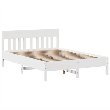 vidaXL Lit en bois massif sans matelas Blanc 160x200 Bois de pin