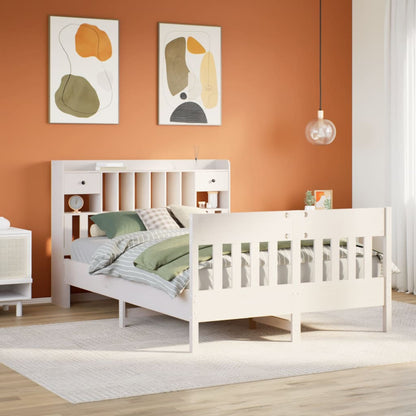 vidaXL Lit en bois massif sans matelas Blanc 160x200 Bois de pin