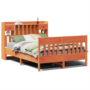 vidaXL Lit en bois massif sans matelas brun ciré 160x200 bois de pin