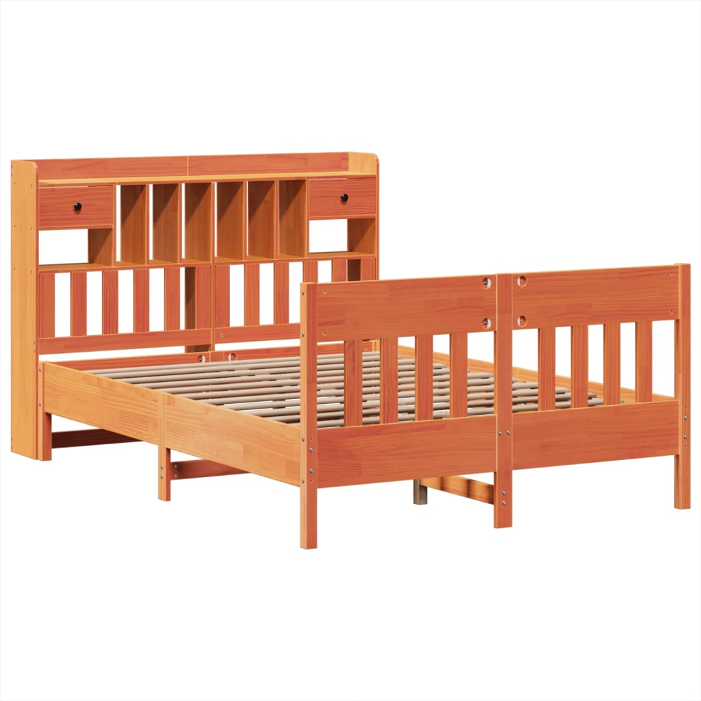 vidaXL Massivholzbett ohne Matratze Wachsbraun 150x200 cm Kiefernholz