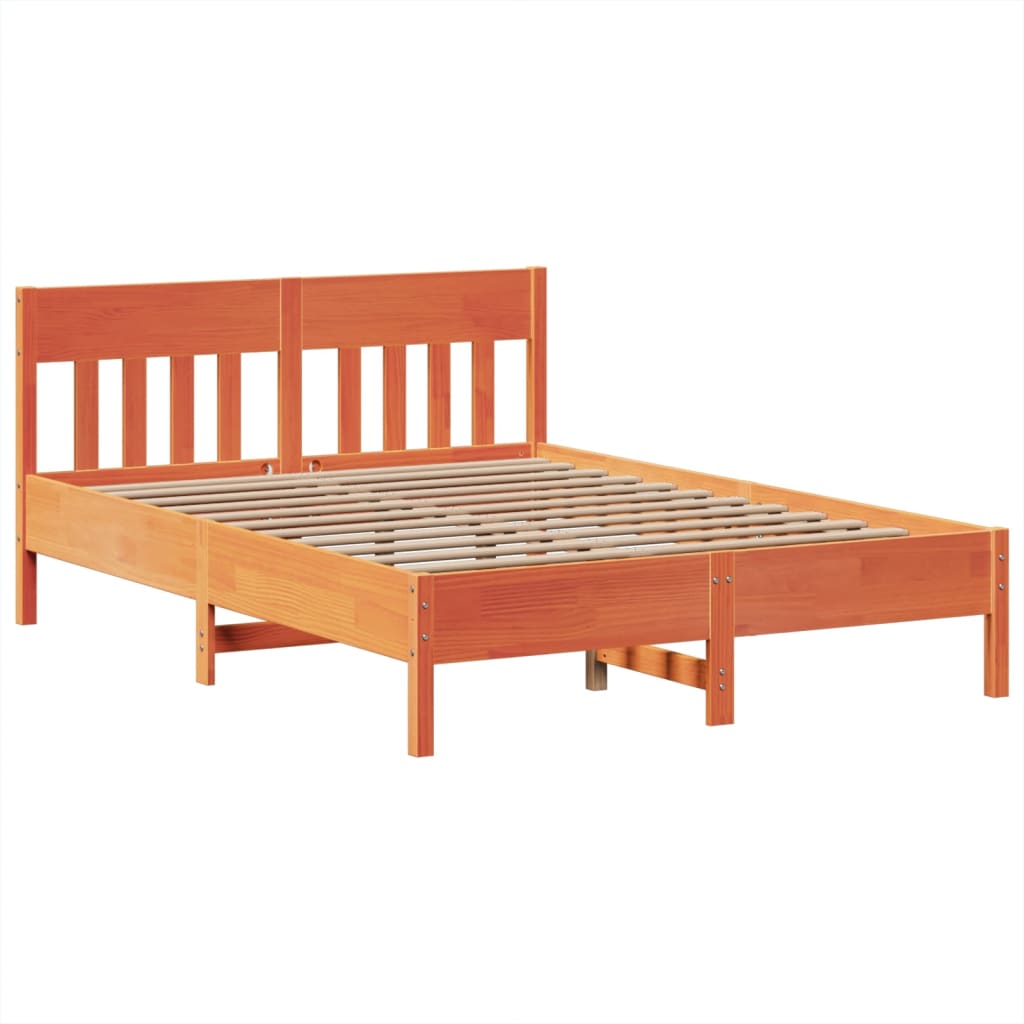vidaXL Massivholzbett ohne Matratze Wachsbraun 150x200 cm Kiefernholz