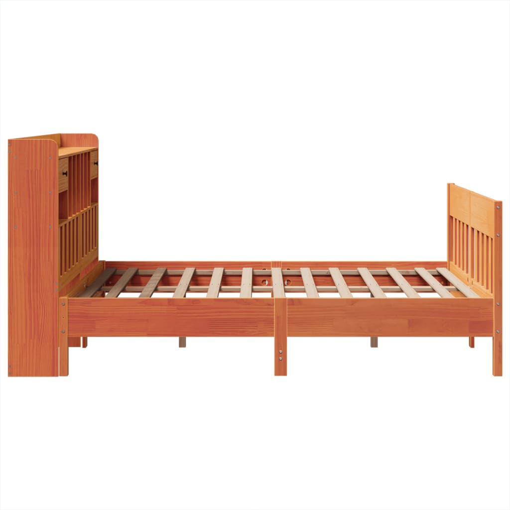 vidaXL Massivholzbett ohne Matratze Wachsbraun 150x200 cm Kiefernholz