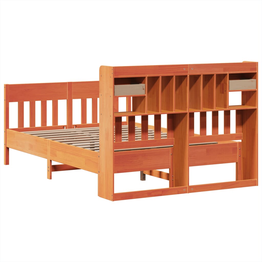 vidaXL Massivholzbett ohne Matratze Wachsbraun 150x200 cm Kiefernholz