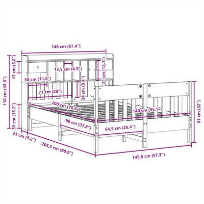 vidaXL Massivholzbett ohne Matratze 140x200 cm Kiefernholz