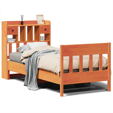 vidaXL Lit en bois massif sans matelas brun ciré 100x200 cm pin massif