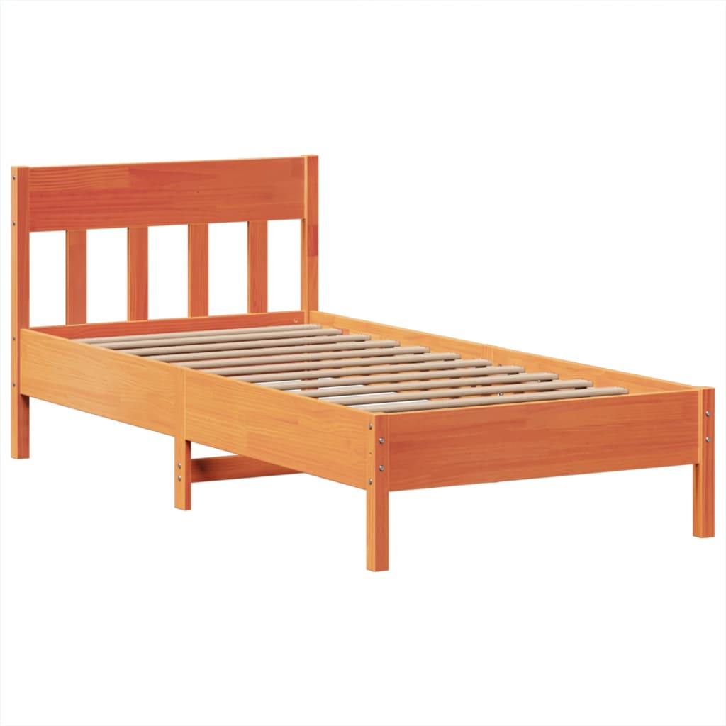 vidaXL Massivholzbett ohne Matratze Wachsbraun 100x200 Kiefernholz
