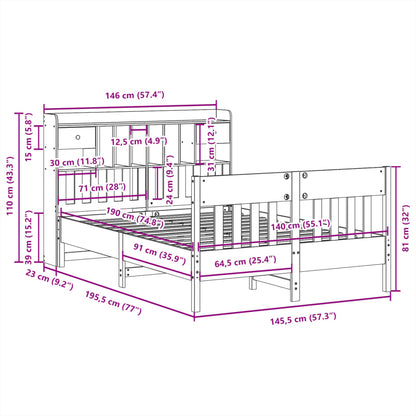 vidaXL Massivholzbett ohne Matratze 140x190 cm Kiefernholz