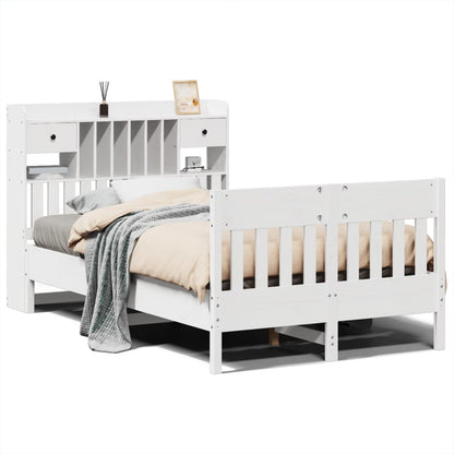 vidaXL Massivholzbett ohne Matratze Weiß 135x190 cm Kiefernholz