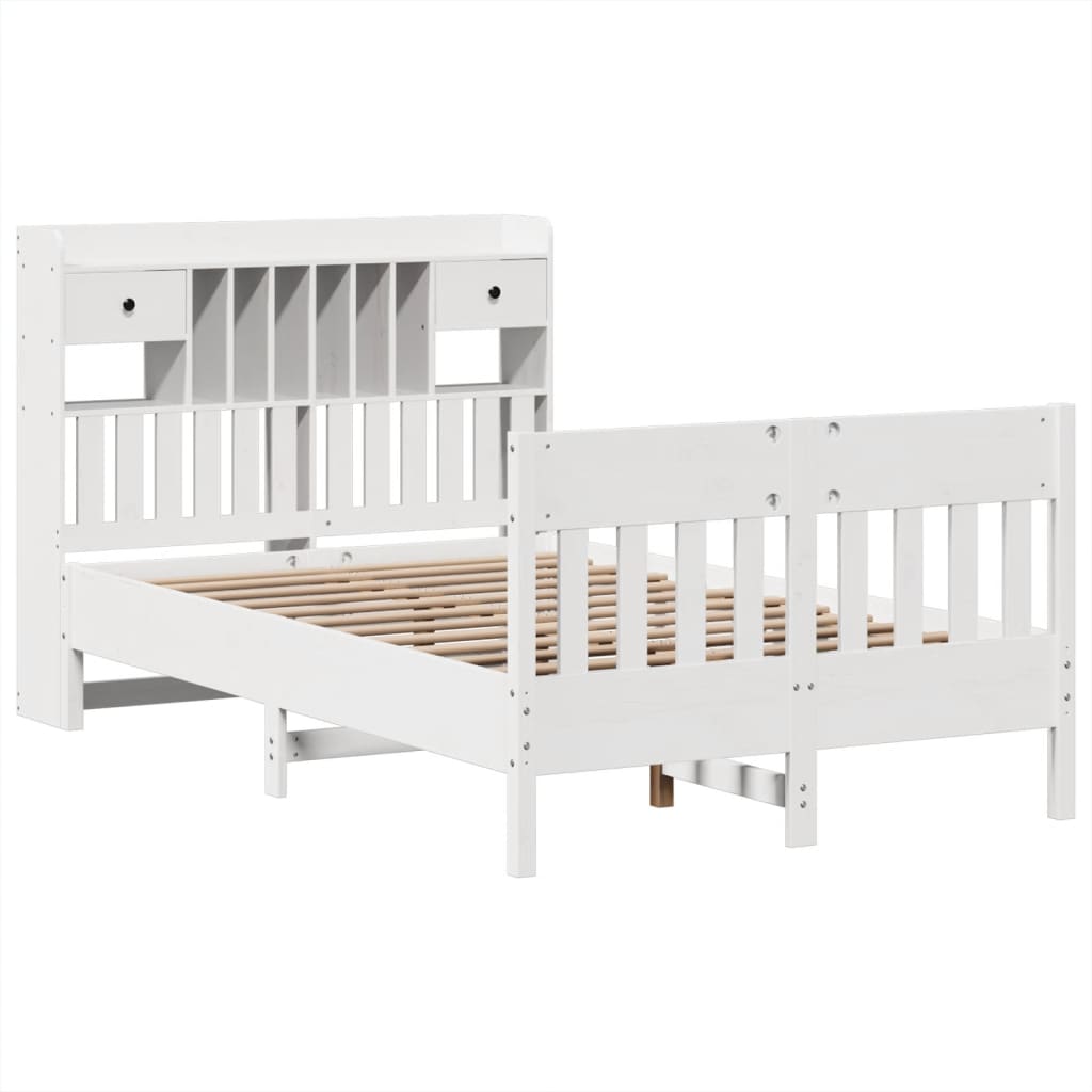 vidaXL Massivholzbett ohne Matratze Weiß 135x190 cm Kiefernholz
