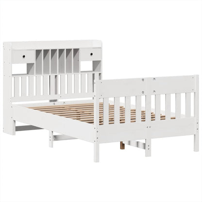 vidaXL Massivholzbett ohne Matratze Weiß 135x190 cm Kiefernholz