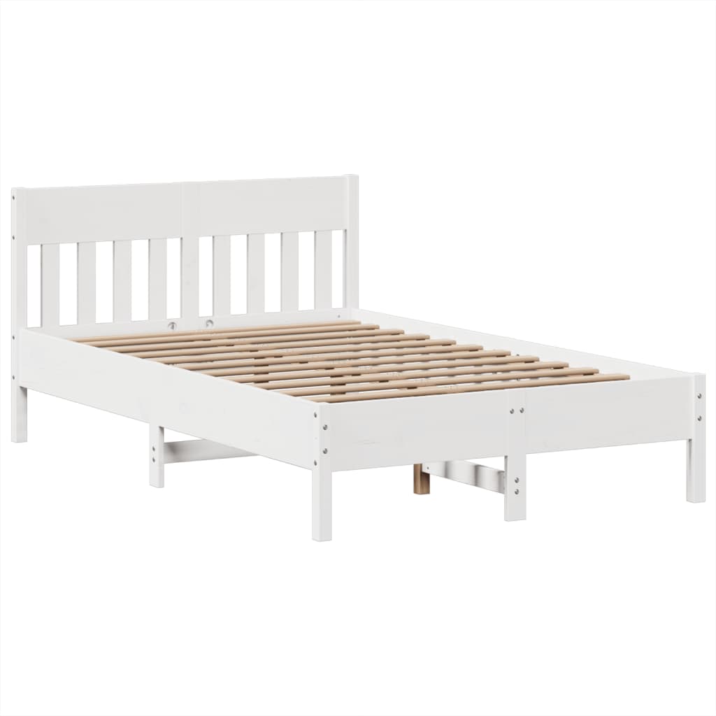 vidaXL Massivholzbett ohne Matratze Weiß 135x190 cm Kiefernholz
