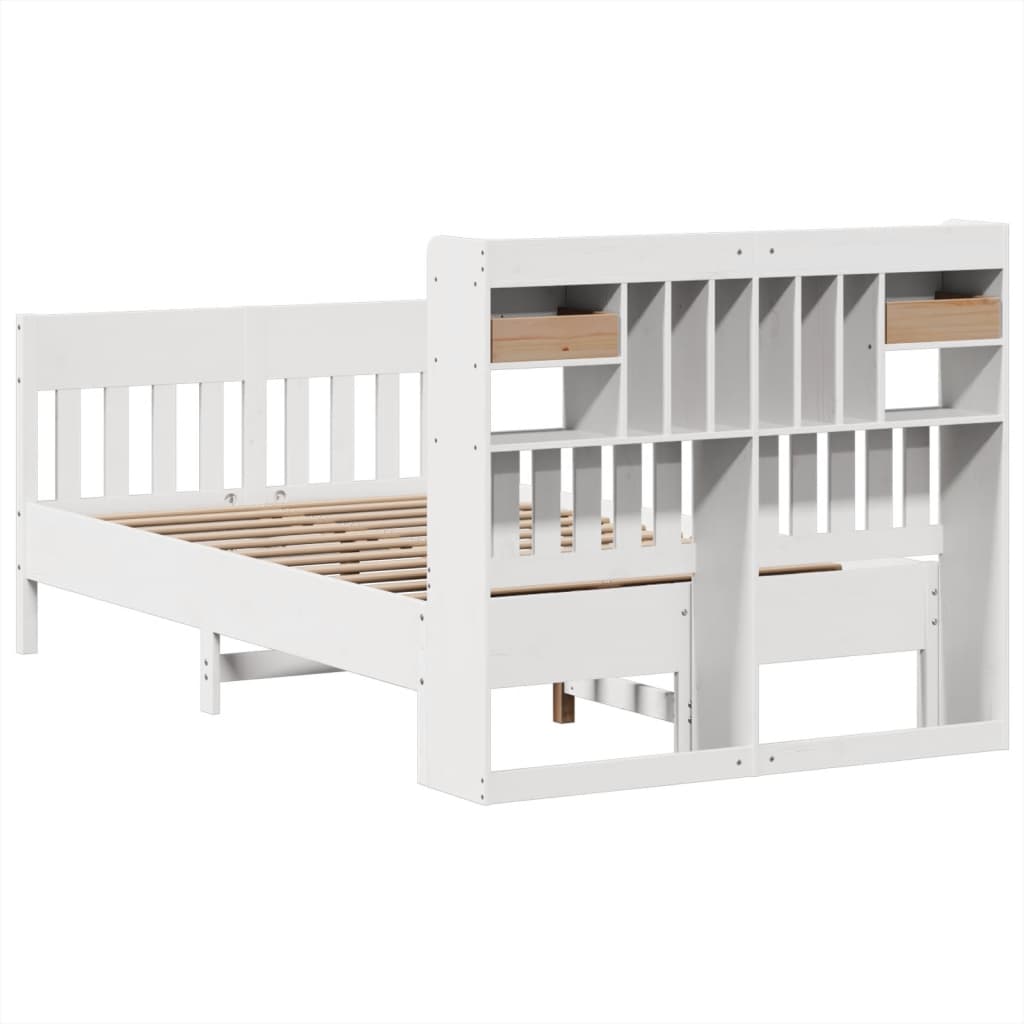 vidaXL Massivholzbett ohne Matratze Weiß 135x190 cm Kiefernholz