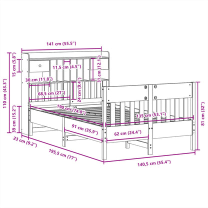 vidaXL Massivholzbett ohne Matratze Weiß 135x190 cm Kiefernholz