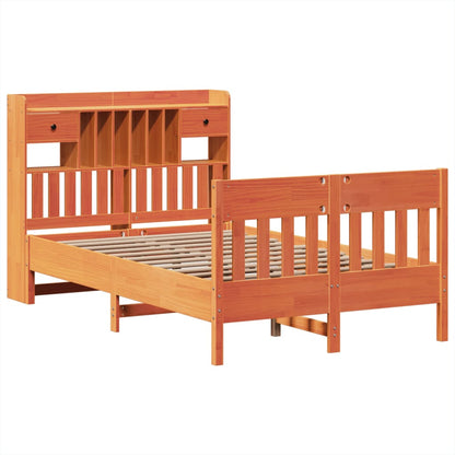 vidaXL Massivholzbett ohne Matratze Wachsbraun 135x190 cm Kiefernholz