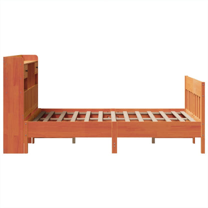 vidaXL Massivholzbett ohne Matratze Wachsbraun 135x190 cm Kiefernholz