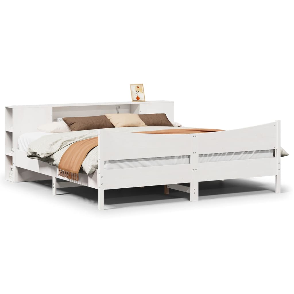 vidaXL Massivholzbett ohne Matratze Weiß 200x200 cm Kiefernholz