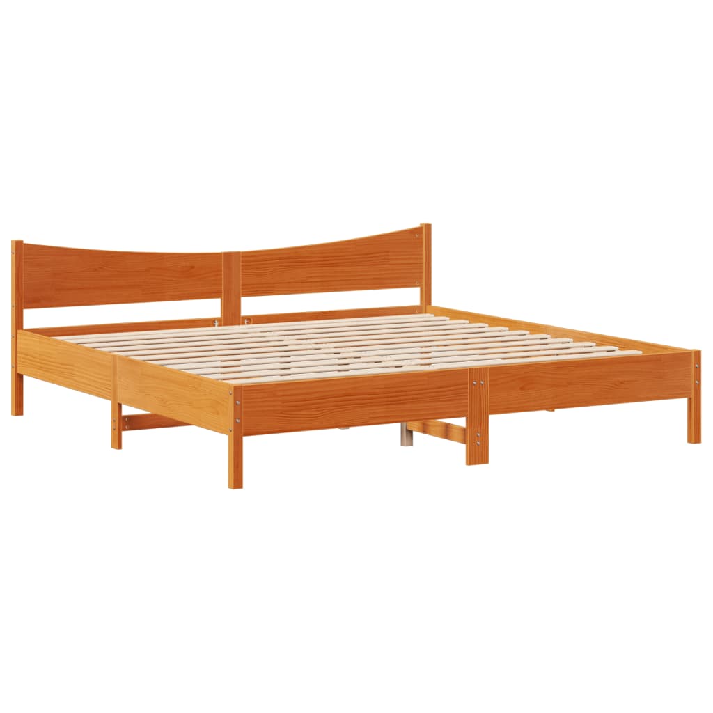 vidaXL Massivholzbett ohne Matratze Wachsbraun 200x200 Kiefernholz