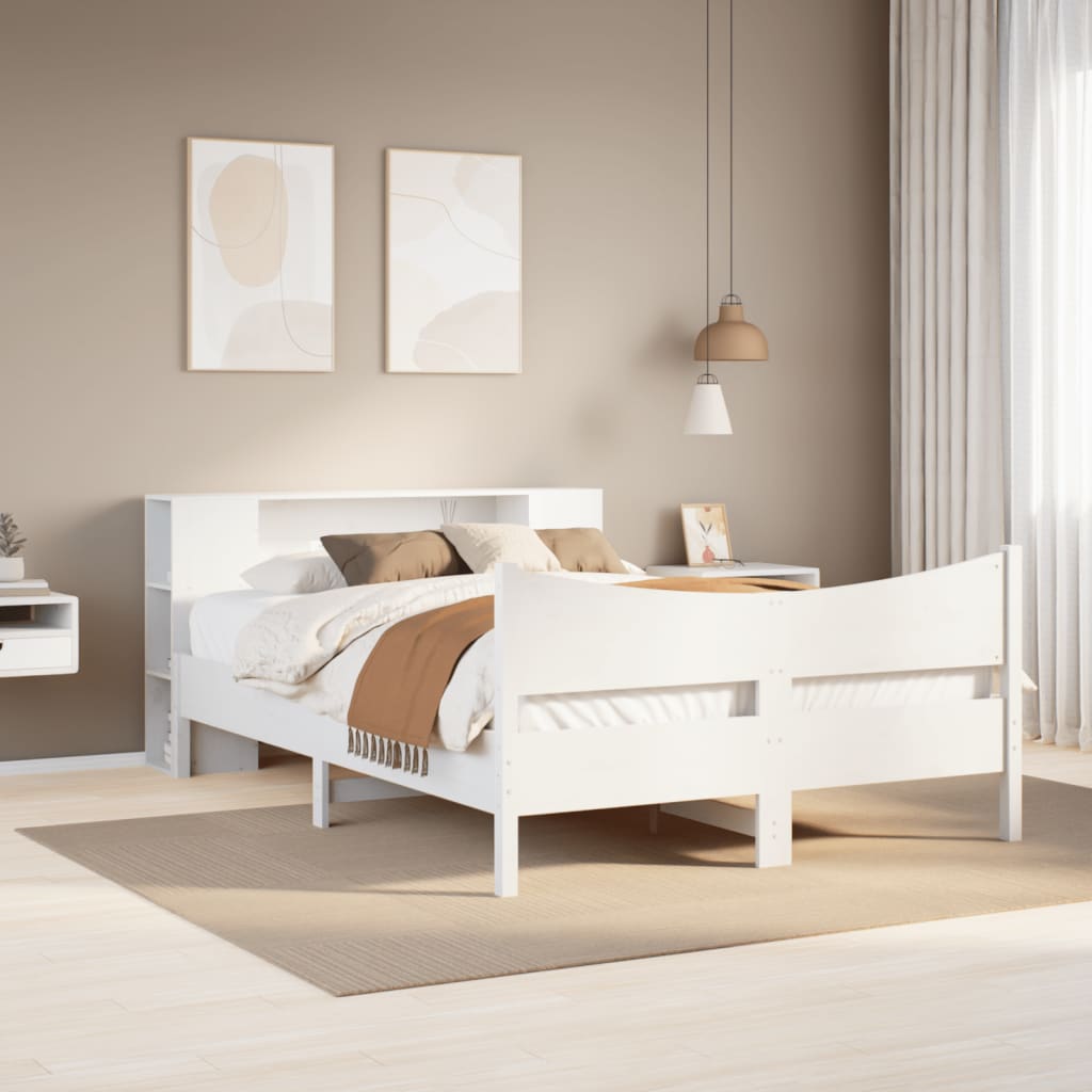 vidaXL Massivholzbett ohne Matratze Weiß 160x200 Kiefernholz
