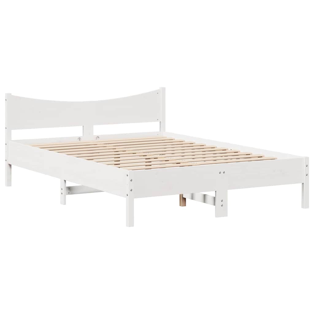 vidaXL Massivholzbett ohne Matratze Weiß 150x200 cm Kiefernholz