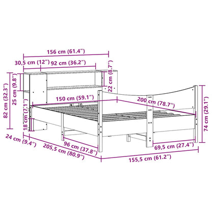 vidaXL Massivholzbett ohne Matratze Weiß 150x200 cm Kiefernholz
