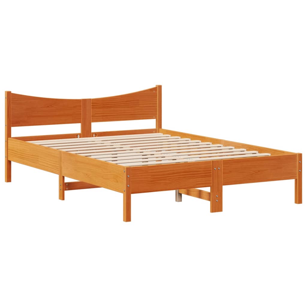 vidaXL Massivholzbett ohne Matratze Wachsbraun 150x200 cm Kiefernholz