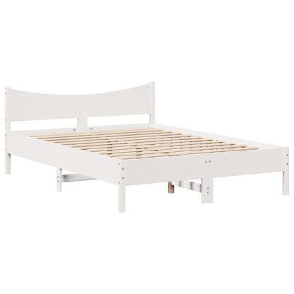 vidaXL Massivholzbett ohne Matratze Weiß 140x200 cm Kiefernholz