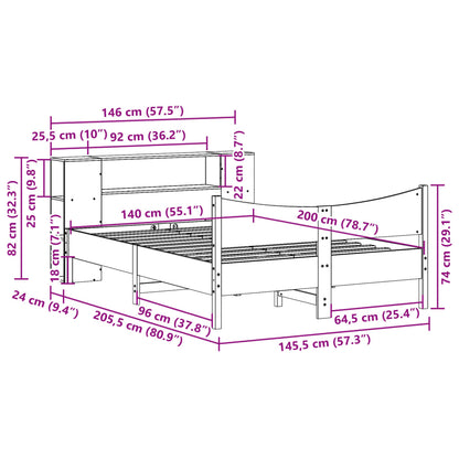 vidaXL Massivholzbett ohne Matratze Weiß 140x200 cm Kiefernholz