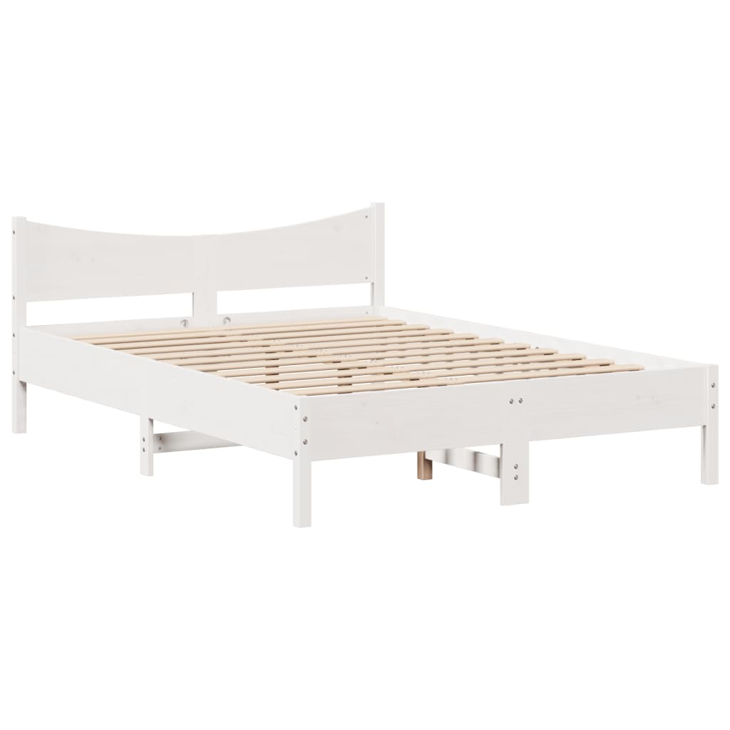 vidaXL Massivholzbett ohne Matratze Weiß 140x190 cm Kiefernholz