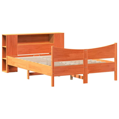 vidaXL Lit en bois massif sans matelas, marron ciré 140x190 cm, pin