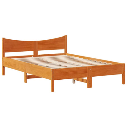 vidaXL Lit en bois massif sans matelas, marron ciré 140x190 cm, pin