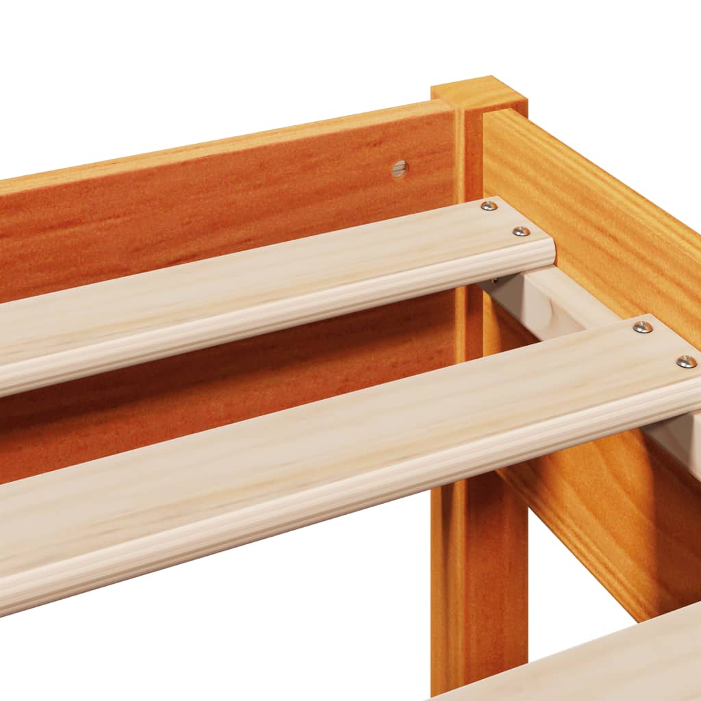 vidaXL Lit en bois massif sans matelas, marron ciré 140x190 cm, pin