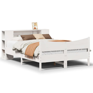 vidaXL Massivholzbett ohne Matratze Weiß 135x190 cm Kiefernholz