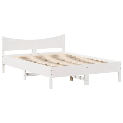 vidaXL Massivholzbett ohne Matratze Weiß 135x190 cm Kiefernholz