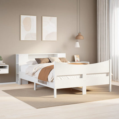 vidaXL Massivholzbett ohne Matratze Weiß 135x190 cm Kiefernholz